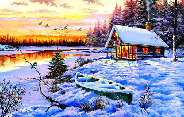 SunsOut Log Cabin 550 Piece Jigsaw Puzzle